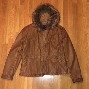 Giacca lined faux leather jacket